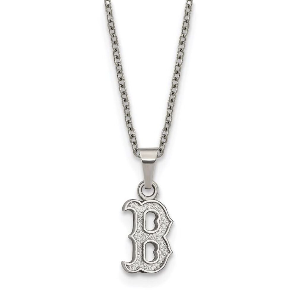 Stainless Steel MLB Boston Red Sox Small Letter B Necklace, 18-20 Inch